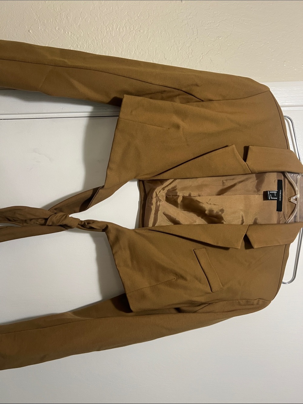 H&M Camel Tie-Front Trench Blazer mustard color (fall )